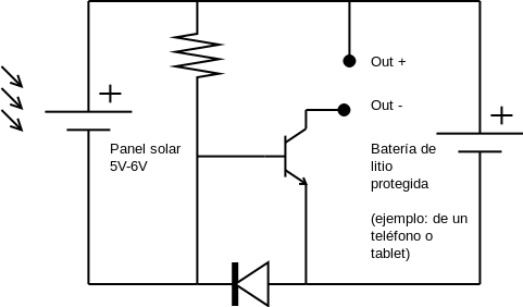 Luz crepuscular solar con batería - circuito