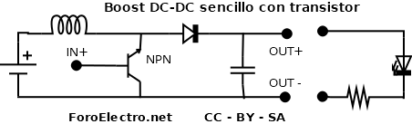 Boost DC-DC manual con transistor
