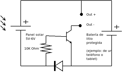 Solar led con batería de litio - Esquema simple