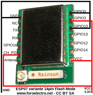 ESP8266 ESP07 14 pins Flash Mode