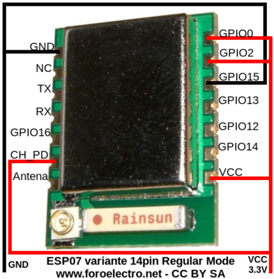 ESP8266 ESP07 14 pins Regular Mode