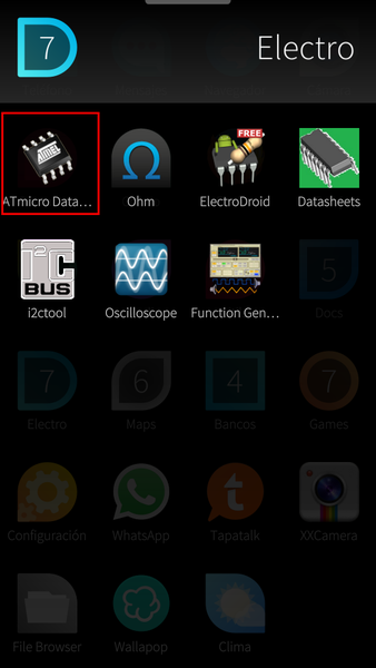 Apps Menu - ElectroDroid - AtMicro DB Plugin