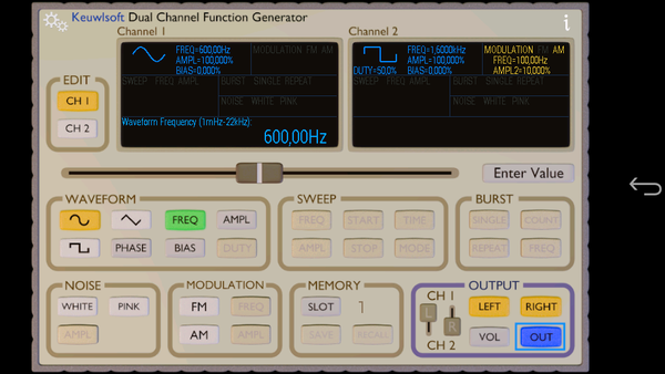 Function Generator - Left sinus