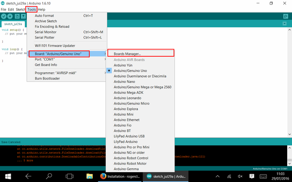 STM32 en Arduino IDE 01 - Ventana Boards Manager