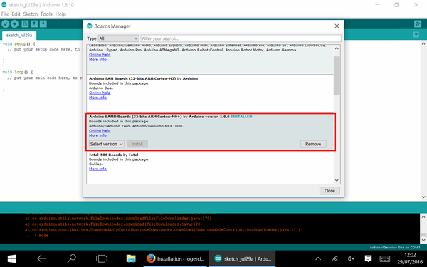 STM32 en Arduino IDE 03 - Boards Manager Cortex M0 instalado