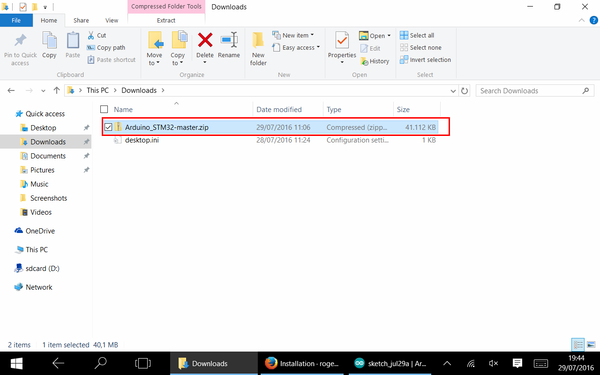 STM32 en Arduino IDE 04 - Descomprimir zip descargado del github