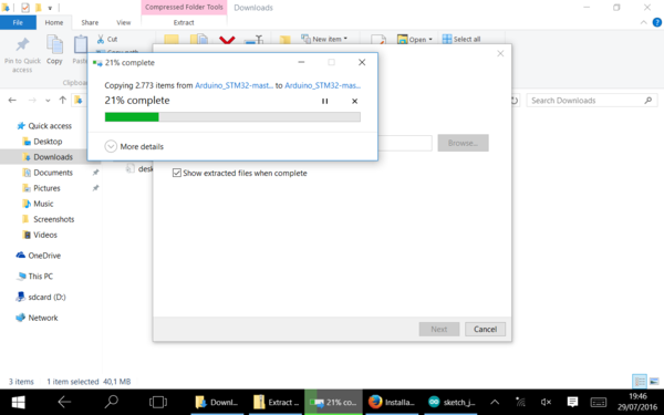 STM32 en Arduino IDE 05 - Descomprimir zip descargado