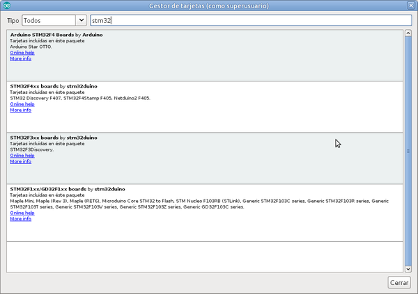 STM32 en Arduino IDE 06 - Ventana Boards Manager