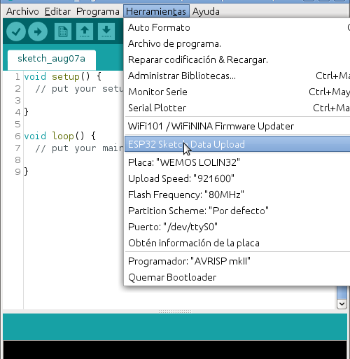 ESP32 SPIFFS - Subir datos desde Arduino IDE