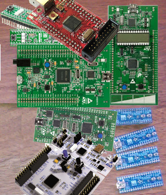 Collage con diversas placas STM32
