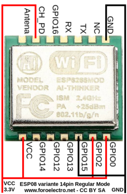 ESP8266 ESP08 14 pines Regular Mode